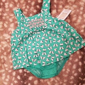 NWT Carter's Brand Onesie Dress, Cotton Butterfly pattern, 3 month Girl